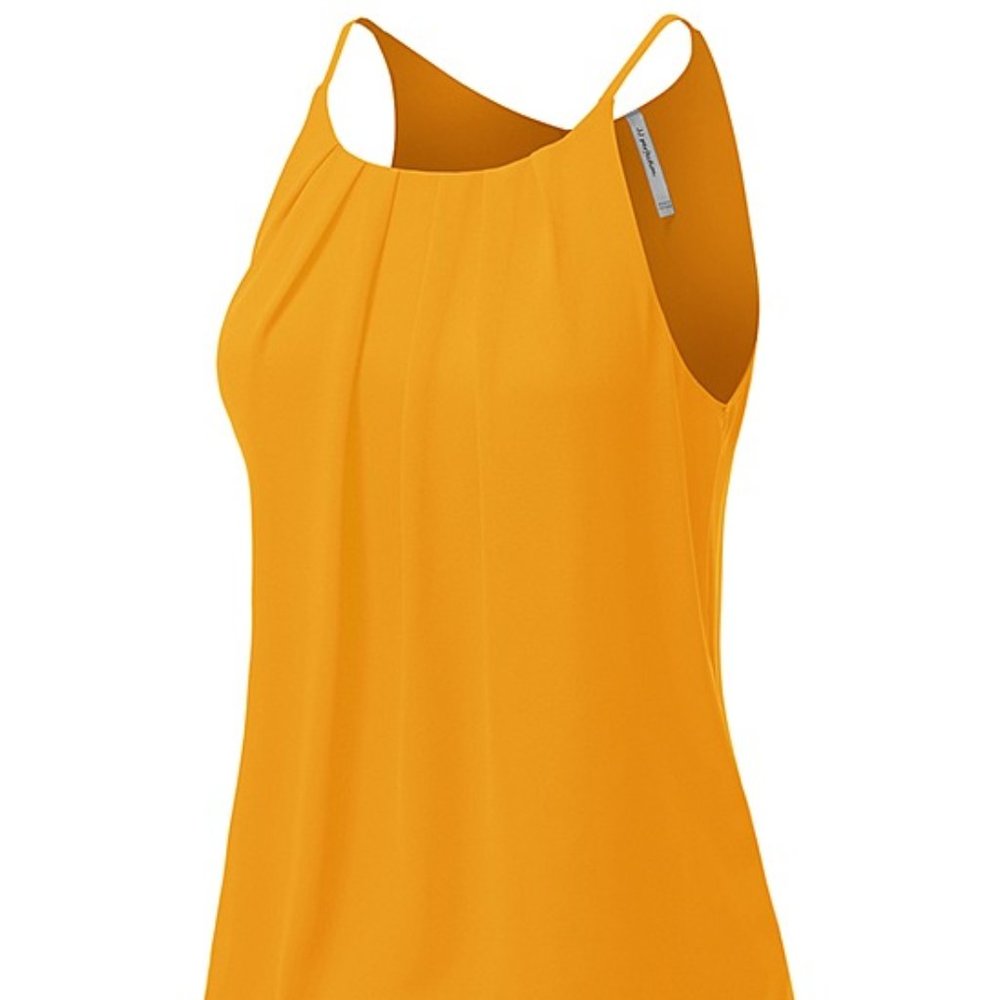 JjPerfectionMustard Pleated Keyhole-Back Tank  | L